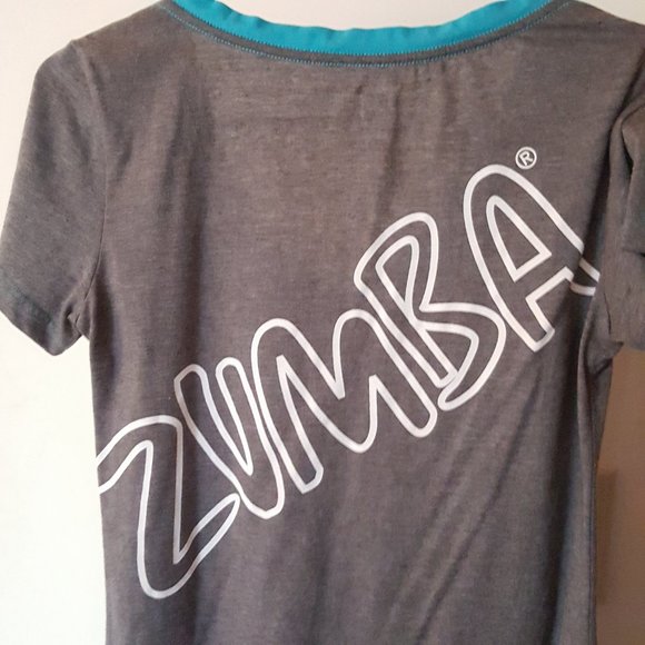 2/$20 Zumba Grey V-neck Shirt XS - Picture 5 of 12